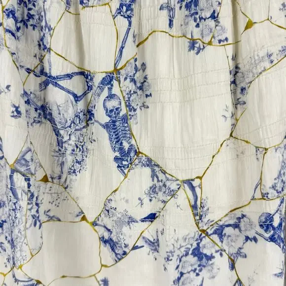 All Saints Women’s Lara Off The Shoulder Smocked Top Size 8 White Linen Silk - Picture 9 of 13